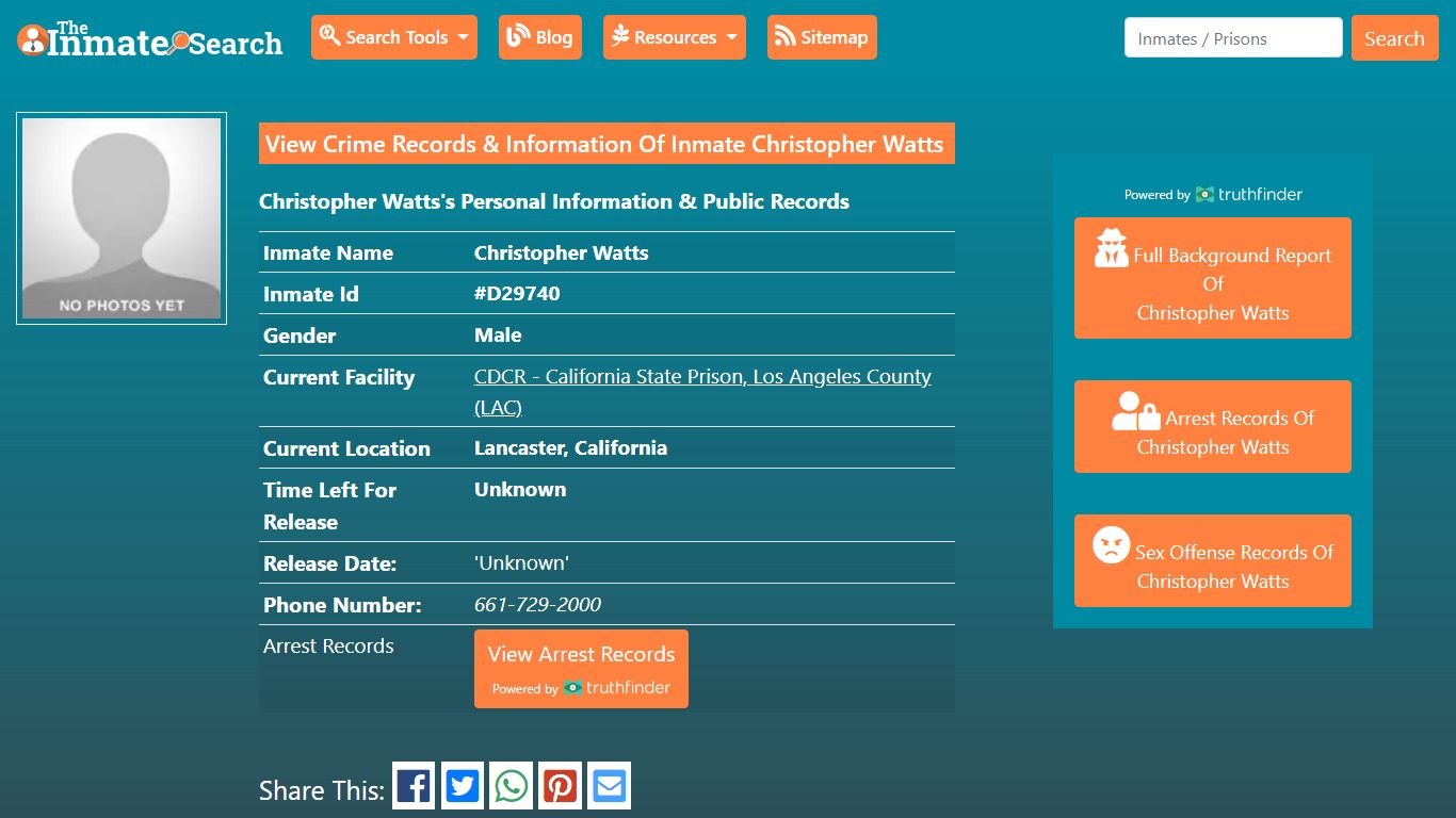 View Crime Records & Information Of Inmate Christopher Watts