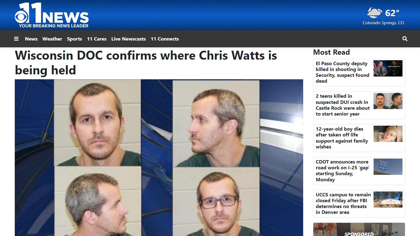 Wisconsin DOC confirms where Chris Watts is being held - KKTV